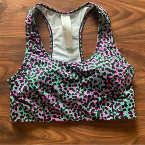 Fabletics On The Go "Leopard Print" Medium Impact Sports Bra Medium
